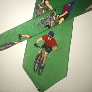 Vtg Rare Polo Ralph Lauren Tie Cycling Green Necktie USA Handmade